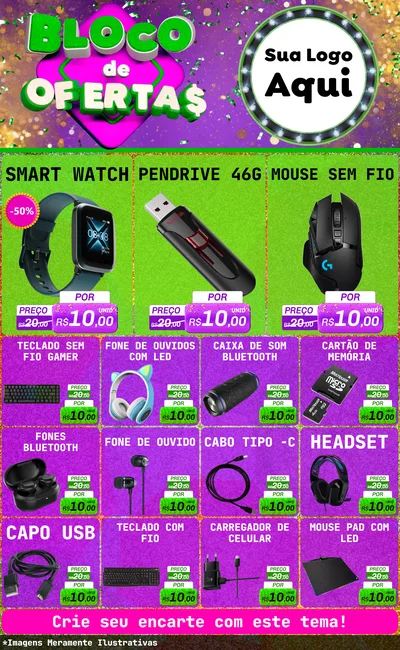 Modelo de Encarte para Encarte Grande com o tema Bloco de Ofertas para Informática