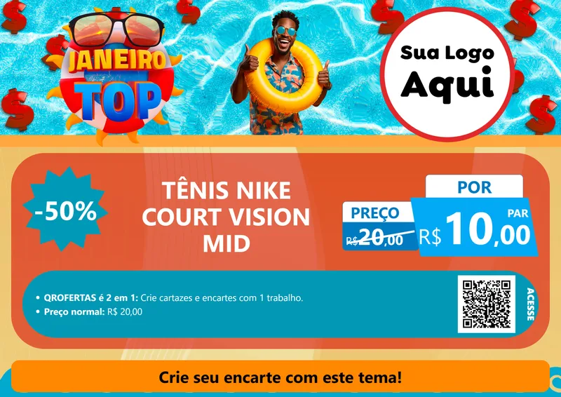 Modelo de Cartaz para Cartaz A4 Horizontal com o tema Janeiro Top para Calçados