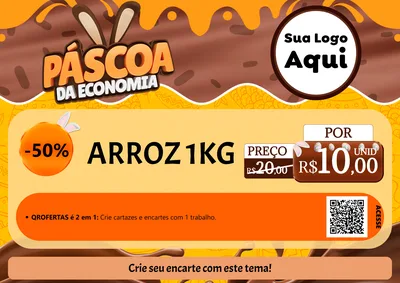 Modelo de Cartaz para Cartaz A4 Horizontal com o tema Páscoa da Economia para Supermercado