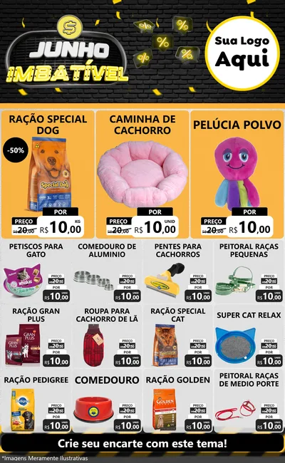 Modelo de Encarte para Encarte Grande com o tema Junho Imbatível para Pet Shop