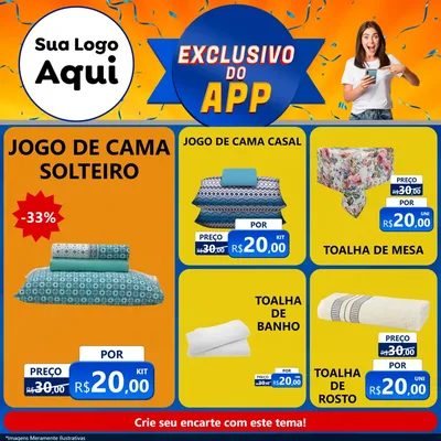 Modelo de Rede Social para Feed Facebook com o tema Exclusivo do Aplicativo para Cama, Mesa e Banho