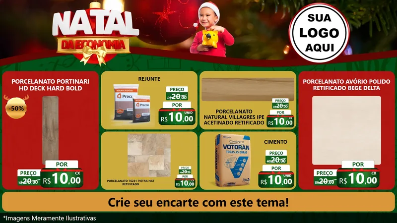 Modelo de TV para TV Horizontal com o tema Natal da Economia para Pisos e revestimentos