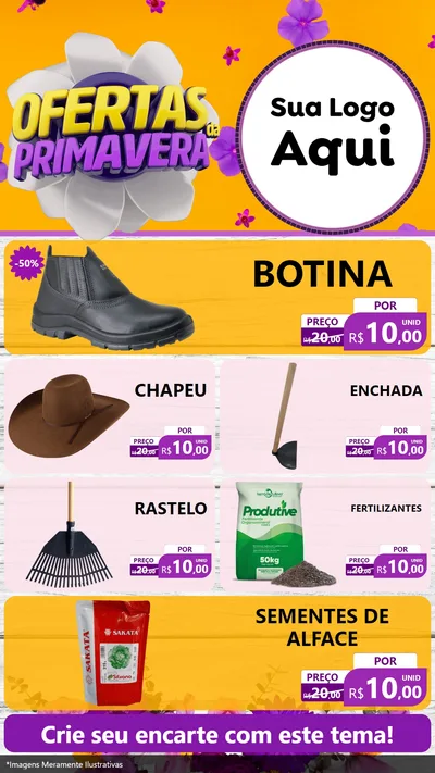 Modelo de TV para TV Vertical com o tema Ofertas Da Primavera para Agropecuária