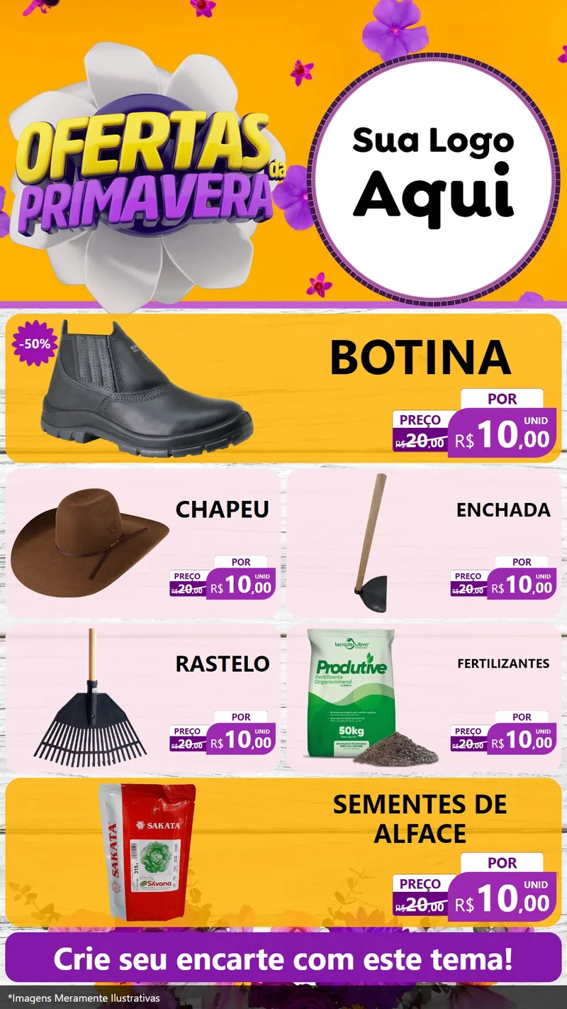 Modelo de TV para TV Vertical com o tema Ofertas Da Primavera para Agropecuária