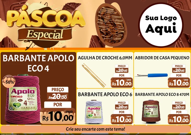 Modelo de Encarte para Encarte A4 Horizontal com o tema Páscoa Especial para Armarinho e Aviamentos