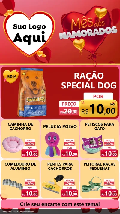 Modelo de Rede Social para Stories com o tema Mês dos Namorados para Pet Shop