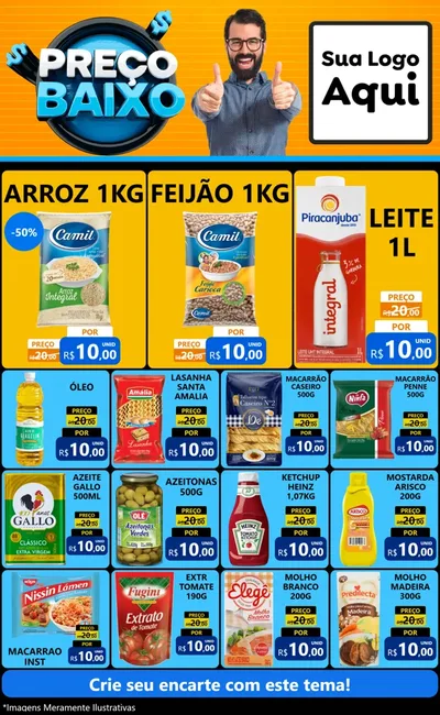 Modelo de Encarte para Encarte Grande com o tema Preço Baixo para Supermercado
