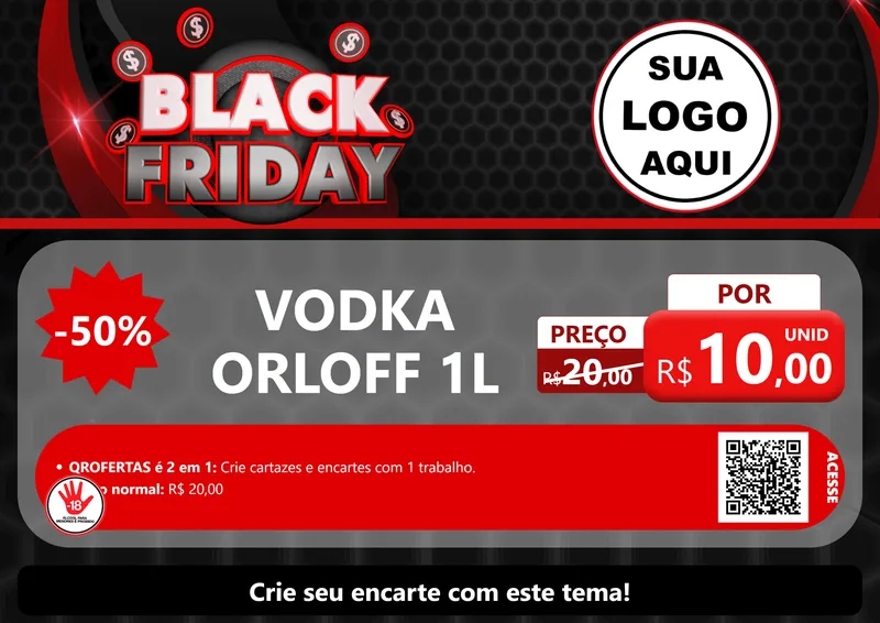 Modelo de Cartaz para Cartaz A4 Horizontal com o tema Black Friday para Distribuidora de bebidas