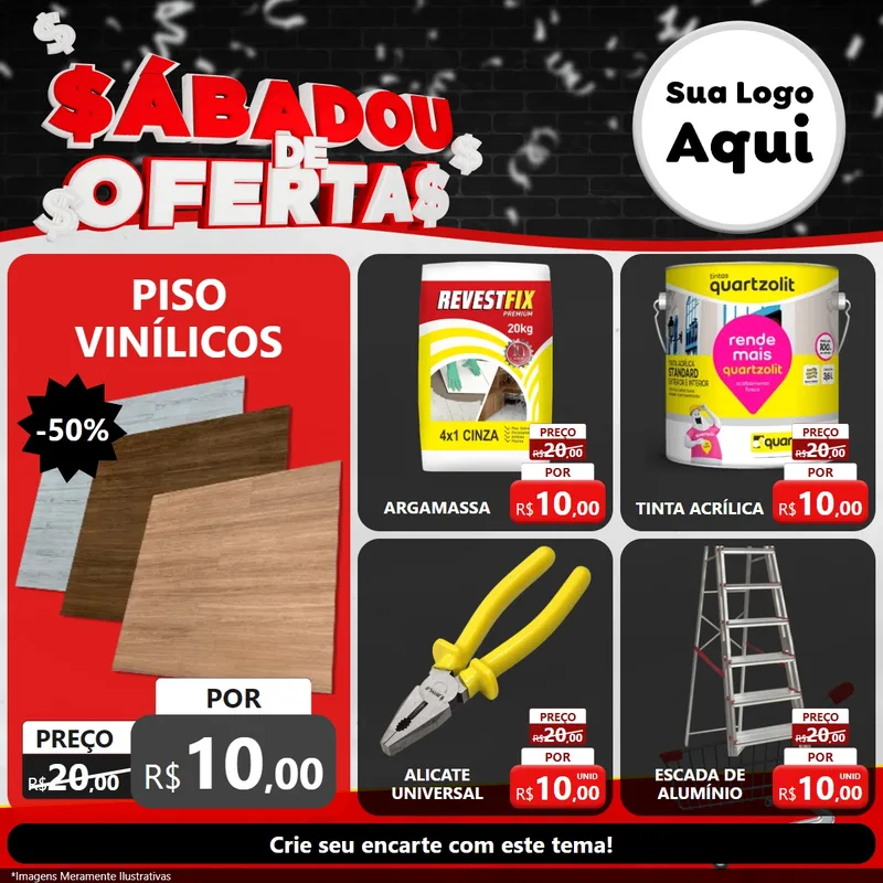 Modelo de Rede Social para Feed Facebook com o tema Sabadou de Ofertas para Material para Construção