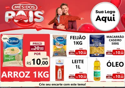 Modelo de Encarte para Encarte A4 Horizontal com o tema Mês dos Pais para Supermercado
