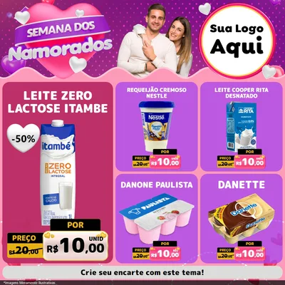 Modelo de Rede Social para Feed Facebook com o tema Semana dos Namorados para Frios e Laticínios