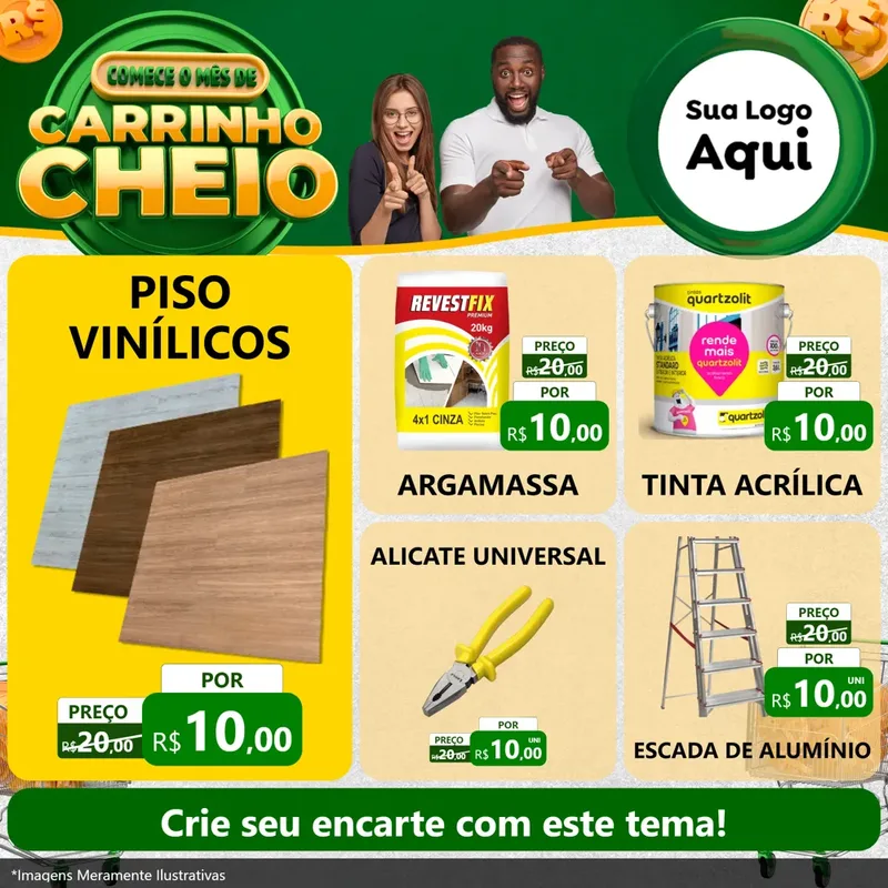 Modelo de Rede Social para Feed Facebook com o tema Carrinho Cheio para Material para Construção