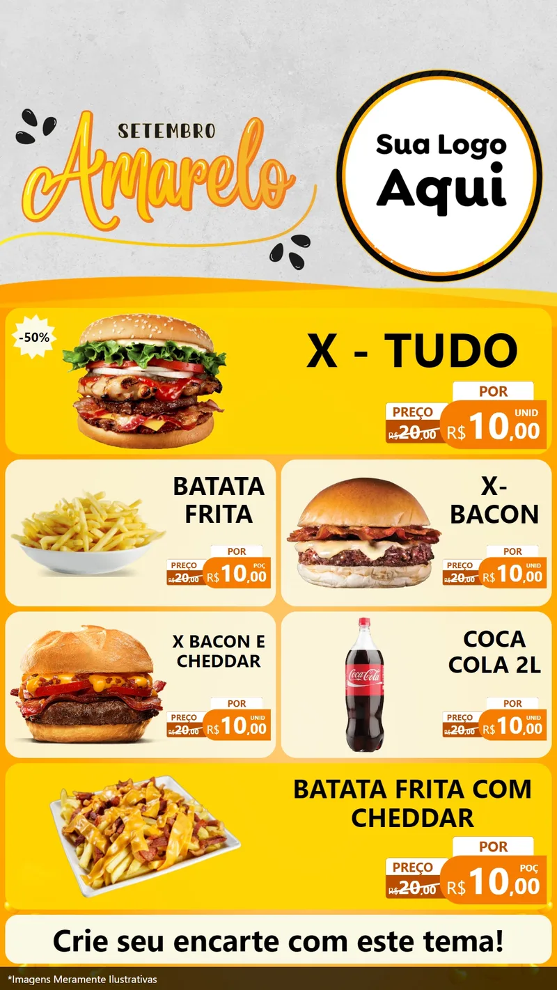Modelo de TV para TV Vertical com o tema Setembro Amarelo para Hamburgueria