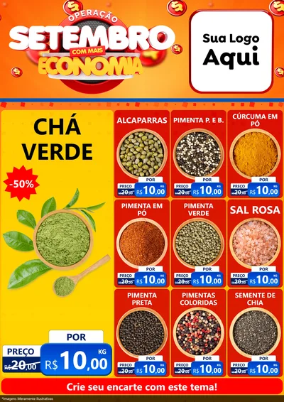 Modelo de Encarte para Encarte A4 Vertical com o tema Operação Setembro Com Muita Economia para Produtos Naturais