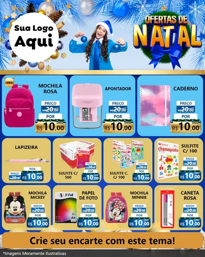 Modelo de Rede Social para Feed Instagram com o tema Ofertas de Natal para Papelaria