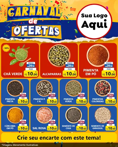 Modelo de Rede Social para Feed Instagram com o tema Carnaval de Ofertas para Produtos Naturais