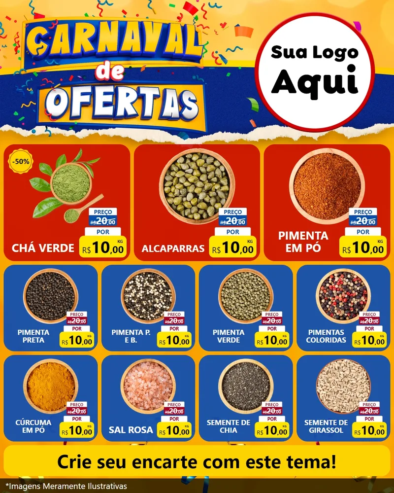 Modelo de Rede Social para Feed Instagram com o tema Carnaval de Ofertas para Produtos Naturais