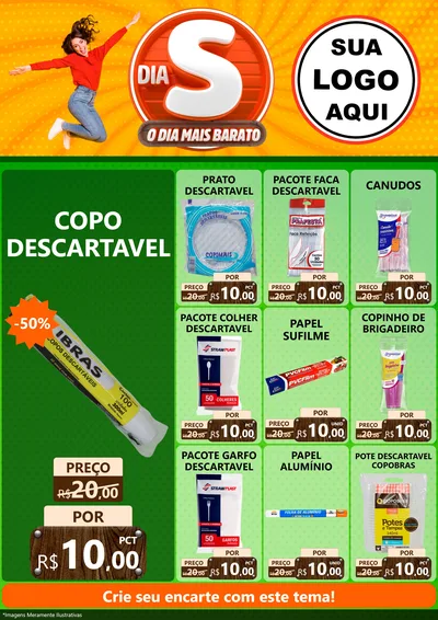 Modelo de Encarte para Encarte A4 Vertical com o tema Dia S - O Dia Mais Barato para Embalagens