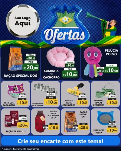 Modelo de Rede Social para Feed Instagram com o tema Ofertas (Futebol) para Pet Shop