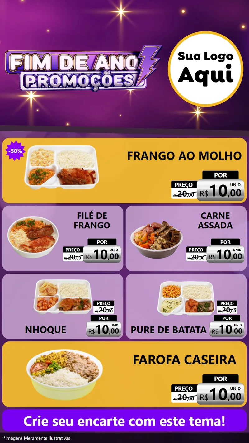 Modelo de TV para TV Vertical com o tema Fim de Ano Promoções para Restaurante