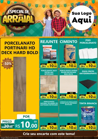 Modelo de Encarte para Encarte A4 Vertical com o tema Especial De Arraial para Pisos e revestimentos