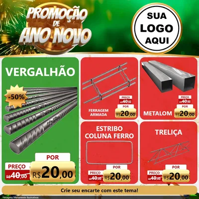 Modelo de Rede Social para Feed Facebook com o tema Promoção de Ano Novo para Ferragens