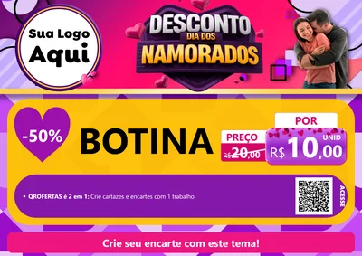 Modelo de Cartaz para Cartaz A4 Horizontal com o tema Desconto Dia dos Namorados para Agropecuária