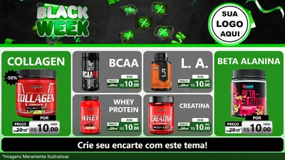 Modelo de TV para TV Horizontal com o tema Black Week para Suplementos alimentares