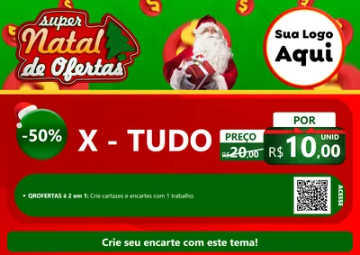 Modelo de Cartaz para Cartaz A4 Horizontal com o tema Super Natal de Ofertas para Hamburgueria