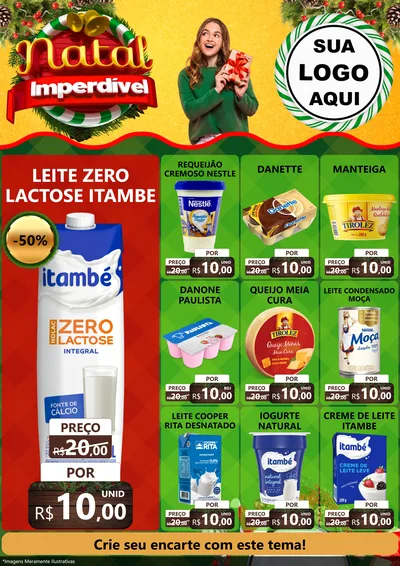 Modelo de Encarte para Encarte A4 Vertical com o tema Natal Imperdível para Frios e Laticínios