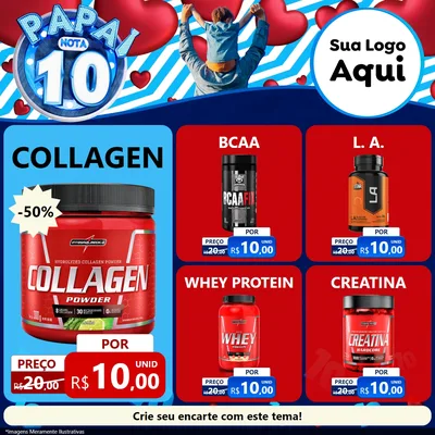 Modelo de Rede Social para Feed Facebook com o tema Papai Nota 10 para Suplementos alimentares
