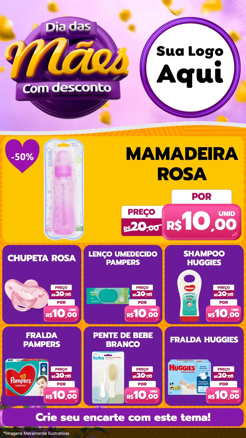 Modelo de Rede Social para Stories com o tema Dia das Mães com Desconto para Bebês