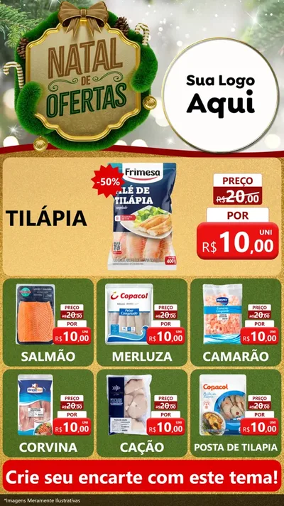 Modelo de Rede Social para Stories com o tema Ofertas de Natal para Peixaria