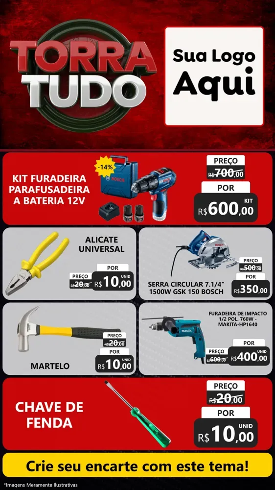 Modelo de TV para TV Vertical com o tema Torra Tudo para Maquinas e Ferramentas