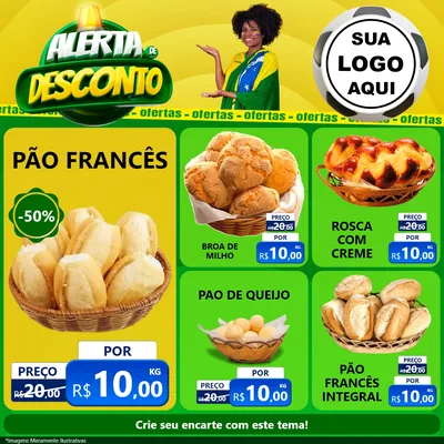 Modelo de Rede Social para Feed Facebook com o tema Alerta de Desconto para Padaria