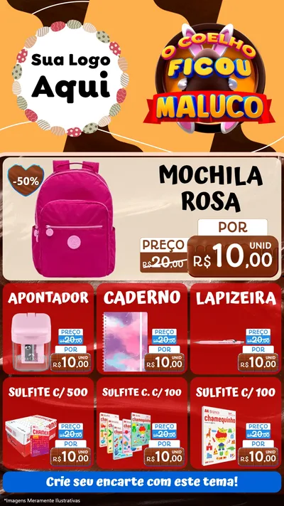 Modelo de Rede Social para Stories com o tema O Coelho Ficou Maluco - Páscoa para Papelaria