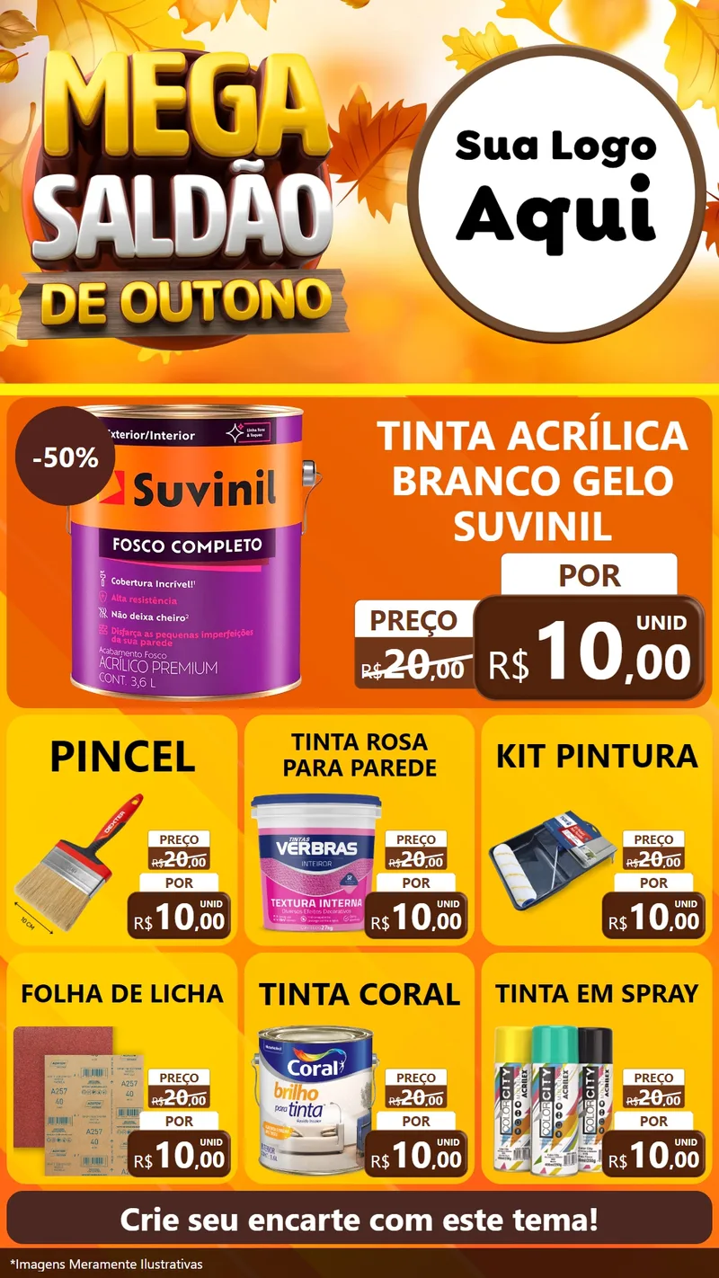 Modelo de Rede Social para Stories com o tema Mega Saldão de Outono para Tintas e Ferramentas