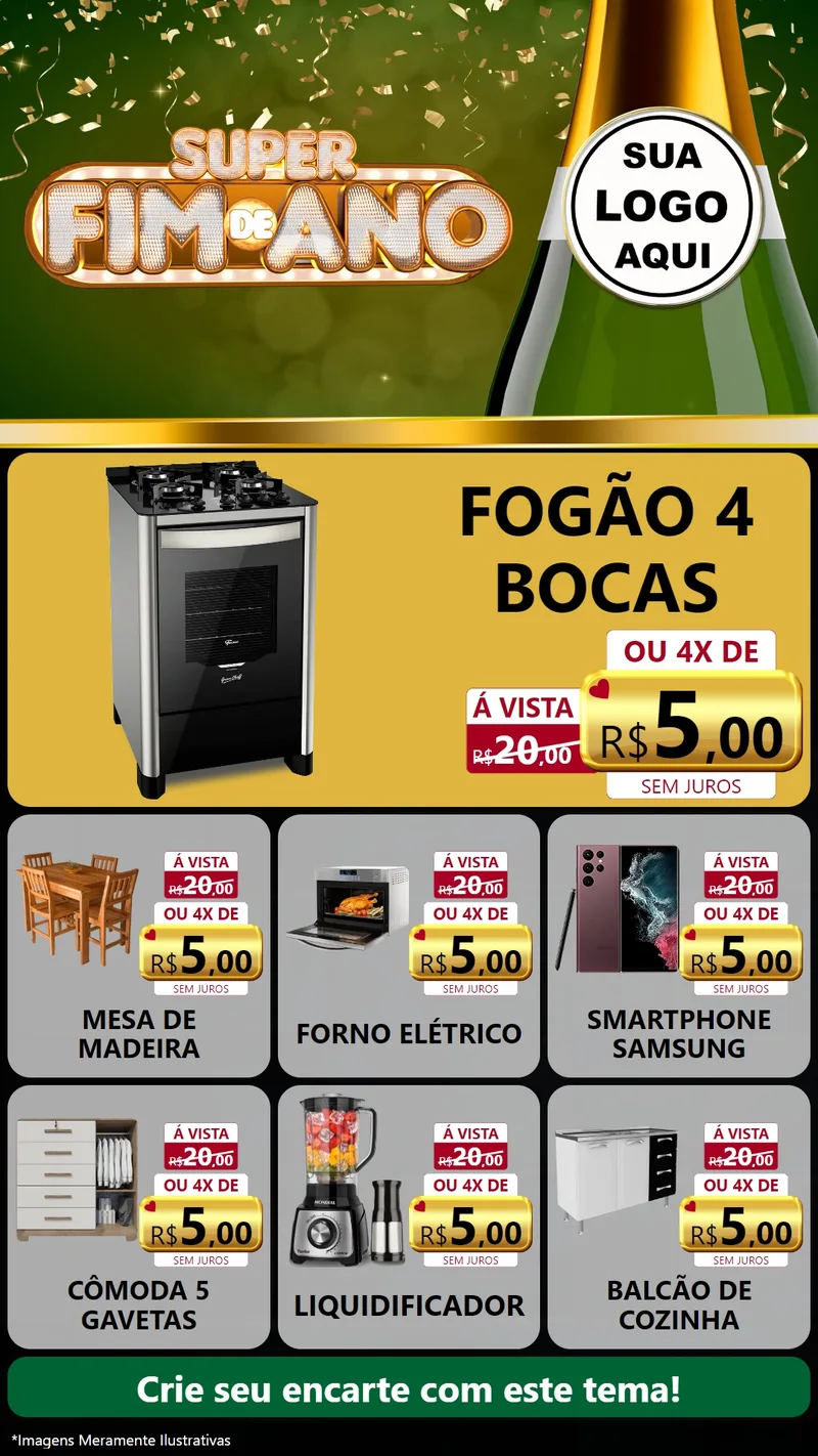 Modelo de Rede Social para Stories com o tema Super Fim de Ano para Móveis e Eletro