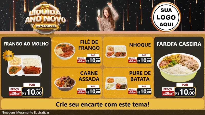 Modelo de TV para TV Horizontal com o tema Liquida Ano Novo Imperdível para Restaurante