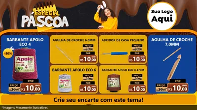 Modelo de TV para TV Horizontal com o tema Especial Páscoa para Armarinho e Aviamentos