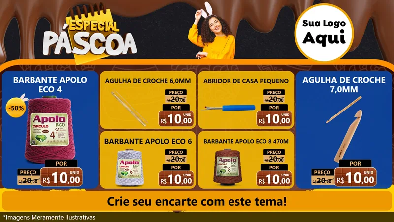 Modelo de TV para TV Horizontal com o tema Especial Páscoa para Armarinho e Aviamentos