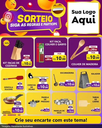 Modelo de Rede Social para Feed Instagram com o tema Sorteio para Utilidades Domésticas