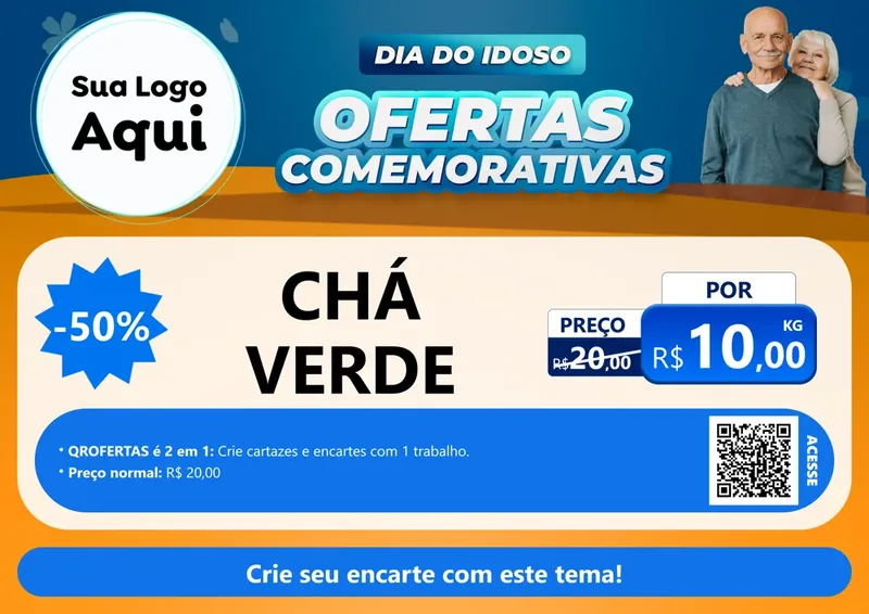Modelo de Cartaz para Cartaz A4 Horizontal com o tema Dia do Idoso para Produtos Naturais