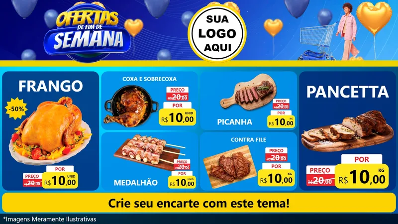 Modelo de TV para TV Horizontal com o tema Ofertas de Fim de Semana para Assados