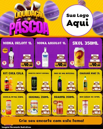 Modelo de Rede Social para Feed Instagram com o tema Liquidação de Páscoa para Distribuidora de bebidas