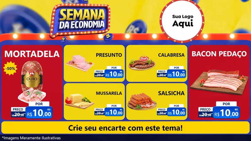 Modelo de TV para TV Horizontal com o tema Semana da Economia para Frios e Laticínios