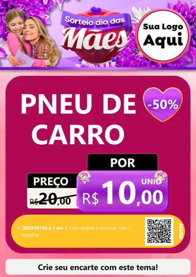 Modelo de Cartaz para Cartaz A4 Vertical com o tema Sorteio Dia das Mães para Auto peças