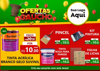 Modelo de Encarte para Encarte A4 Horizontal com o tema Ofertas Semana Do Gaúcho para Tintas e Ferramentas