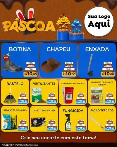 Modelo de Rede Social para Feed Instagram com o tema Páscoa para Agropecuária