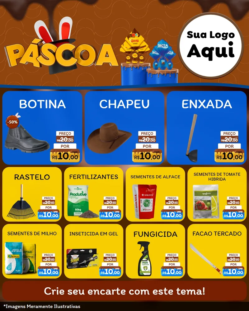 Modelo de Rede Social para Feed Instagram com o tema Páscoa para Agropecuária
